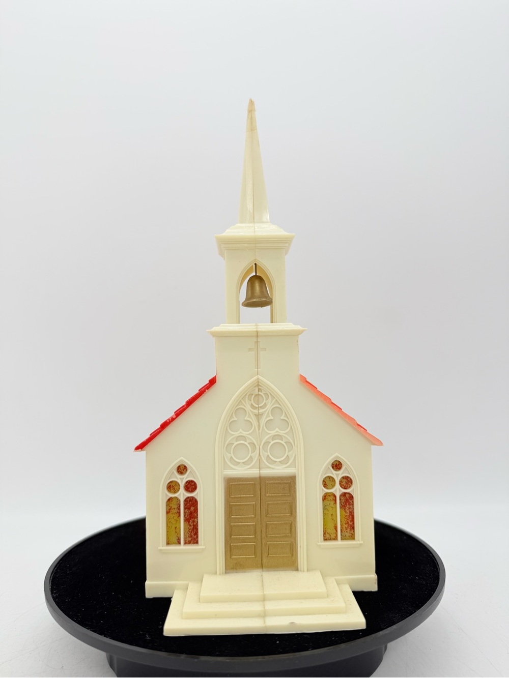 Cream Miniature Church Decorative figurine with Red Roof - Christmas village